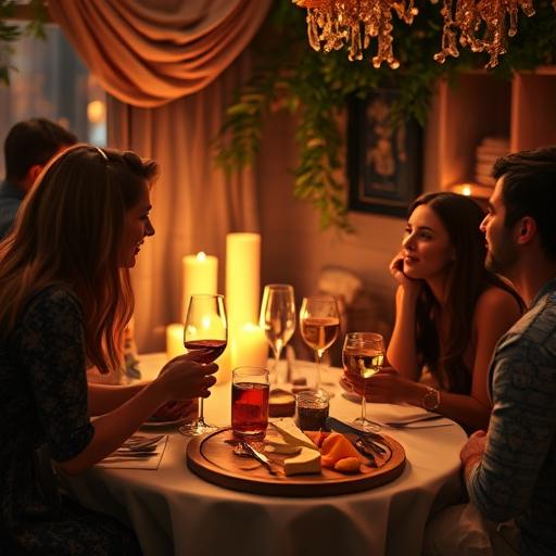 A serene scene highlighting Scorpio's observational and mysterious presence at a party