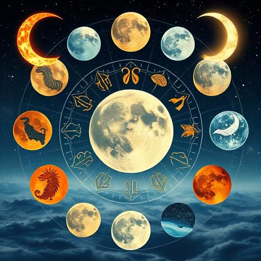 A vivid illustration of astrological elements with dynamic and colorful depictions