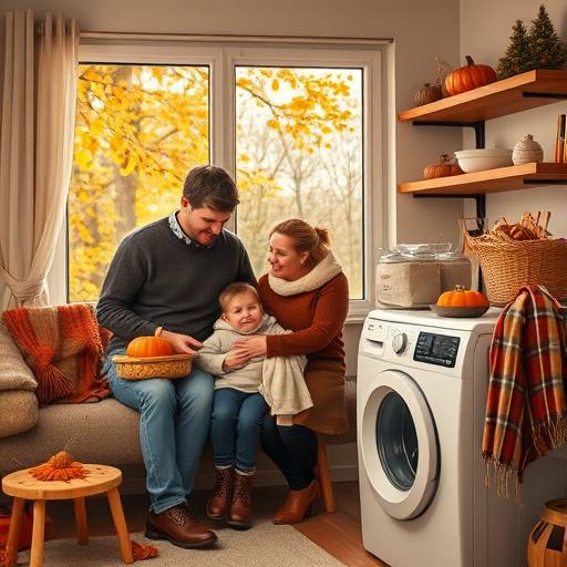 Cozy autumn family scene