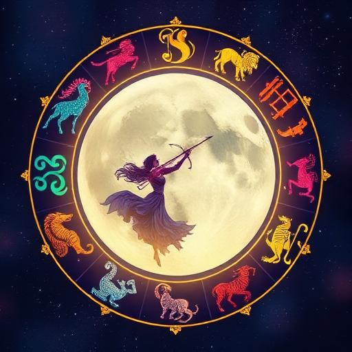 Colorful illustration of zodiac signs in harmony