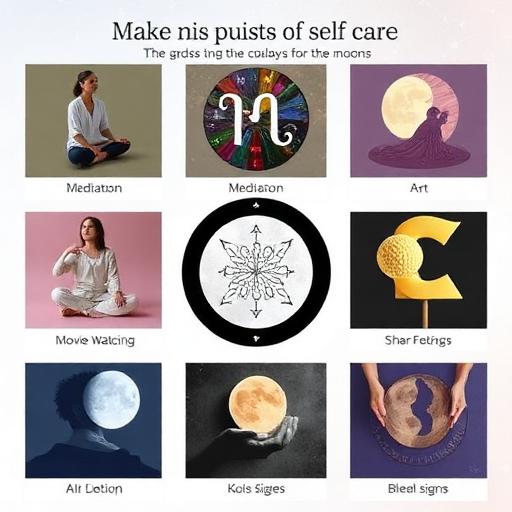 Collage of various zodiac signs with moon