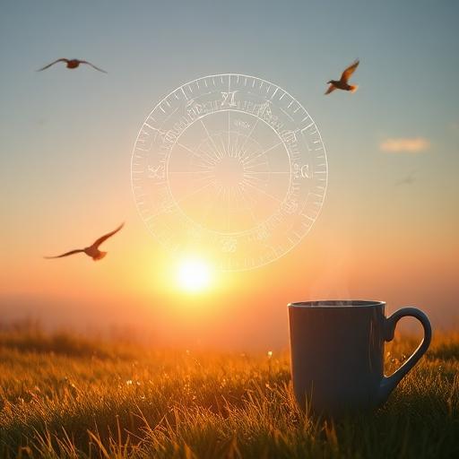 Serene morning scene with zodiac wheel